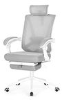 Misolant Office Chair with Footrest, Desk Chair with Footrest, Ergonomic Office Chair with Adjustable Headrest Light Gray