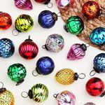 12 Glass Christmas Ornaments- Vintage Christmas Ornaments - Unique Christmas Decorations- Large Christmas Tree Ornaments- Christmas Tree Decorations- Multicolor Ornaments- Christmas Balls 2"