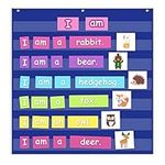 Godery Standard Pocket Chart for Classroom, Sight Words Pocket Chart, Homeschool Teaching Supplies 7 Pocket Chart(Blue)