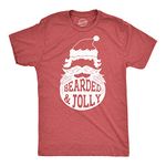 Mens Bearded and Jolly Tshirt Funny Santa Claus Beard Christmas Tee Mens Funny T Shirts Christmas T Shirt for Men Novelty Tees for Men Red - L