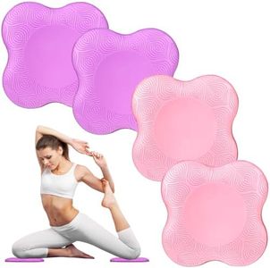Yflingjie Yoga Knee Pads, Set of 4, Cushions for Knees and Elbows, Fitness, Meditation, Kneeling, Balance, Floor, Pilates (Pink Purple)