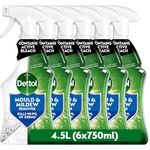 Dettol Bathroom Mould and Mildew Spray, 4.5L (750ml x 6 pck), Mould Remover, Bleach Spray, Antibacterial, Disinfectant, Household Cleaner, Kills 99.9 Percent of Bacteria