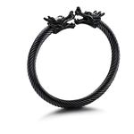 Besteel Stainless Steel Dragon Bracelet for Men Women Towards Dragon Head Bangle Bracelet Rope Cable Adjustable Black