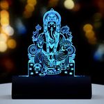 Artistic Gifts Acrylic Rechargeable Color Changing 3D Illusion Led Action God Idol For Car Dashboard | Decorative God Showpiece Night Lamp With Usd Cable For Car And Home. (Multicolor, Design 1)