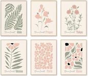 Flower Market Posters, Boho Botanical Floral Wall Art Prints Blush Pink and Sage Green Aesthetic Bedroom Decor Canvas Artwork Painting, Abstract Minimalist Wall Decor Pink Room Decor for Boho Room,