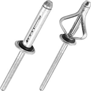 JIANDAXIN 50Pcs Tri-Fold Aluminum Blind Rivets with Sealing Washer O-Ring, Tri Grip Exploding Assortment Bulb Style Pop Rivets for Soft or Plastic Materials (1/4"x1-3/64")