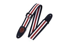 Levy's MSSC8-RWB 2" Signature Series Cotton Guitar Strap With Suede Ends And Slide and Loop Adjustment. Red, White, And Blue Color