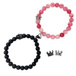 Ymeeaa Couples Bracelets King&Queen Crown His and Her Bracelets Heart Matching Bracelets Long Distance Relationship Gifts for Boyfriend and Girlfriend on Anniversary Couples Jewelry for Women Men, 7inch, Stone