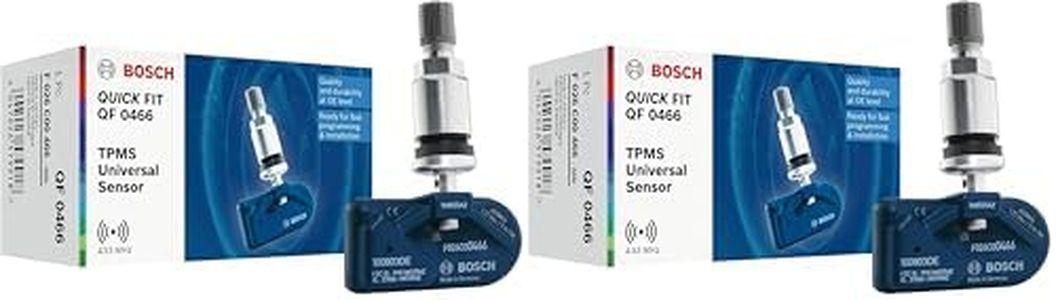 Bosch F026C00466 - QF0466 - Programmierbarer Quick FIT RDKS-Sensor - TPMS Reifendrucksensor mit silberfarbenem Metallventil - 433,92 MHz (Packung mit 2)