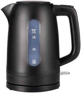 Amazon Basics Electric Kettle 1.7L, 3000 W, BPA-Free with 360° Base, Auto Shut-Off and Removable Anti-Scale Filter, Matte Black