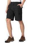 BGOWATU Men's Hiking Cargo Shorts Outdoor Casual Work Shorts Quick Dry Lightweight 6 Zipper Pockets for Travel Fishing Black Size 38