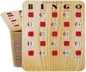 Mr. Chips Bingo Slide Shutter Cards; Economy Fingertip Jam Proof; Easy Sliders Big Tabs; Extra Thick Board; Senior Kids Friendly; 10 Pack in Wood Grain Color