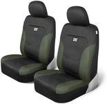 Cat® Flexfit Automotive Seat Covers for Cars Trucks and SUVs (Set of 2) – Black Car Seat Covers for Front Seats, Truck Seat Protectors with Green Honeycomb Trim, Auto Interior Covers