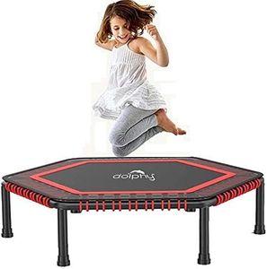Dolphy 50" Hexagon Trampoline Rebounder Exercise Jumping Cardio Trainer, Covered Bungee Rope System for Adults/Kids/Indoor/Outdoor/Garden/Yoga Workout Fitness - Max Limit 100kg.