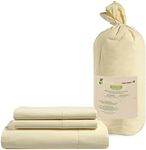 LANE LINEN 100% Organic Cotton Fitted Sheet Queen, 3-Piece Set (1 Fitted Sheet, 2 Pillowcases), Soft Percale Weave, Queen Size, Soft, Breathable, Fits Mattress Upto 15" Deep - Vanilla(No Flat Sheet)