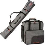 BRUBAKER BRUBAKER Combo Ski Boot Bag and Ski Bag for 1 Pair of Ski, Poles, Boots, Helmet, Gear and Apparel - (170 cm) 66 7/8" - Gray