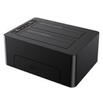 USB 3.0 to SATA Dual-Bay External Hard Drive Docking Station for 2.5 or 3.5 Inch HDD/SSD. Support Offline Clone Duplicator, UASP, and Auto Sleep Function. Black - K3082