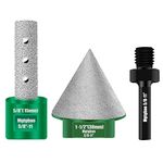 Mgtgbao 1-1/2"(38mm) Diamond Beveling Chamfer Bits, 5/8”(15mm) Diamond Finger Milling Bit, Diamond Countersink Drill Bit for Existing Holes Enlarging Shaping Trimming in Tile Marble Glass Granite Ceramic (GREEN).