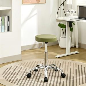 FIRAVOE Office Drafting Chair, Adjustable Drafting Stool on Wheels 19.5’’-26.6’’, Green Salon Rolling Chair (Green)