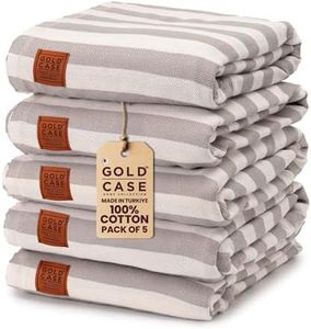 Gold CASE Turkish Beach Towel Set of 5 – 100% Cotton Large Turkish Bath Towels 71 x 40'' – MYRA Oversized, Quick Dry & Sand Free Towels – Lightweight Peshtemal – Grey