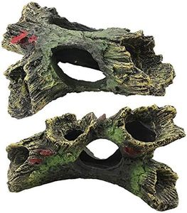 DoubleWood 2 PCS Decaying Trunk Aquarium Betta Fish Ornament Driftwood Resin Crafts Ornament for Aquarium Decoration Fish Tank Wood with Holes & Aquarium Caves Fish Tank Wood Decor