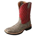 Twisted X Men's 11" Tech X Boots - Comfortable Casual Western Boots for Men, Grey & Red, 8 D