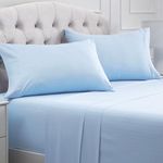 Mellanni King Size Sheet Set - 4 Piece Iconic Collection Bedding Sheets & Pillowcases - Soft, Cooling Bed Sheets - Deep Pocket up to 16 inch - Wrinkle, Fade, Stain Resistant (King, Striped Light Blue)