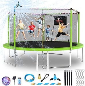 Lyromix 14FT Trampoline with Basketball Hoop & Sprinkler