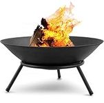 Cuisialnd Fire Pit Bowl Outdoor Wood Burning 23.6 Inches Firepit Firebowl Fireplace Heater Log Charcoal Burner Deep Large Round Camping Outside Patio Backyard Deck (60)