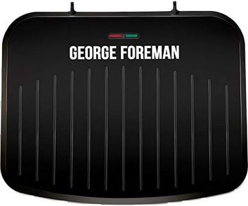 George Foreman Medium Electric Fit Grill [Non stick, Healthy, Griddle, Toastie, Hot plate, Panini, BBQ, Energy saving, Vertical storage, Easy clean, Drip tray, Ready to cook light] Black, 1630W 25810