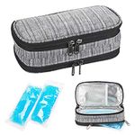 YOUSHARES Insulin Cooler Travel Case - Double Layer Handy Medication Insulated Diabetic Carrying Cooling Bag for Insulin Pen, Glucose Meter and Diabetic Supplies with 2 Cooler Ice Pack (Black)