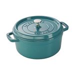 Staub Cast Iron 4-qt Round Cocotte - Turquoise, Made in France