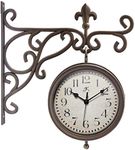 Infinity Instruments 20079AB-4430 Beauregard Decorative Outdoor Hanging Wall Clock and Thermometer Combo with Hanging Bracket, Antique/Vintage Weathered Copper