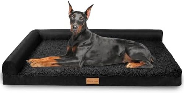 Patas Lague Orthopedic Jumbo Dog Bed for Extra Large Dogs 56''X40'', Waterproof L Shaped Jumbo Dog Sofa Beds with Removable Washable Cover, Soft Pet Couch Bed Mat with Nonskid Bottom, Black