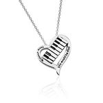 CHOORO Piano Lover Gift Music Lover Necklace Without Music Life Would Be Flat Pianist Gift Piano Recital Gift Piano Students Jewelry, Metal