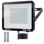 UDIYO 100W LED Floodlight Outdoor, 10000 Lumen LED Security Lights Super Bright, Waterproof IP66, Flood Lights Wall Light Spotlight for Garden, Yard, Daylight White 6000K