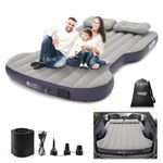 Self-Inflating Car Air Mattress Custom for Tesla Model Y 2025 2024-2020 Outdoor Camping Air Bed with Built-in Pump Portable Air Couch Mat Flocking Surface Air Cushion Model Y Accessories(Beige&Blue)