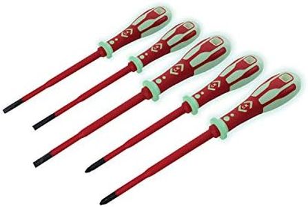 C.K Dextro VDE Slim GLO Screwdriver Set of 5, Slotted/PZ