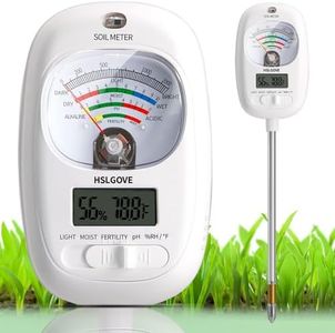 HSLGOVE Soil Test Kit, 7-in-One Soil Moisture Meter/Soil PH Meter/Fertility, Dual Screen Soil Tester w/Digital Soil Temp/Air Temp&Humidity for Plants Gardening,Lawn,Farm Indoor&Outdoor-WarmWhite