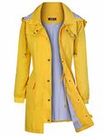 Bloggerlove Rain Jacket Women Lightweight Raincoat Waterproof Windbreaker Striped Climbing Outdoor Hooded Trench Coats S-XXL, Yellow, Medium