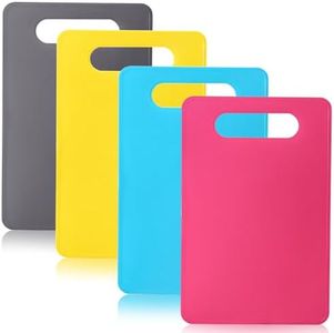 Bkinpid Flexible Cutting Board BPA Free 4 Colored Plastic Cutting Board Mat Set, Dishwasher Safe, 11.4 IN x 7.5 IN, 2mm Thickness