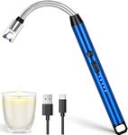 QONETIC Electric Lighter, USB Rechargeable Electric LED Display Stick Windproof Lighter with Long Flexible Neck Suitable for Kitchen, Lights, Gas Stoves (Multi Color) (Lighter -A)