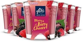 Glade Jar Candle, Scented Candle Infused with Essential Oils, Up to 42 Hour Burn Time, Merry Berry Cheers, Pack of 6 (6 x 129g)