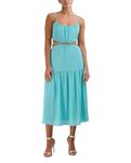 BCBGeneration Women's Scoop Neck Gathered Skirt Spaghetti Maxi Dress, Aqua, XX-Small