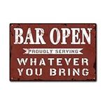 Vintage Bar Open Metal Sign Proudly