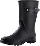 Evshine Women's Mid Calf Rain Boots Waterproof Garden Shoes Matte Black 39
