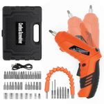 Cordless Screwdriver, 47 in 1 Rechargeable Electric Screwdriver with LED Light, 3.6V Rechargeable Screw Gun, 3 N.m Drill Drivers Ideal for Furniture Assembly, Home DIY Projects (Orange)