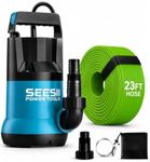 SEESII 1HP Submersible Water Pump, 4755GPH High Flow Sump Pump with 23ft Hose Kit, Anti-Clogging Filter Net for Swimming Pool Hot Tub Pond Basement Rooftop Garden Water Removal