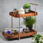 Brick Brown Handcrafted Premium Homeydo Organizer | Wooden Spice Rack | 2-Tier Kitchen Countertop | Cabinet Storage Shelf | Home Décor Display In Wood (18.0X10.6X18.1 Inch) - Tiered Shelf