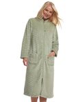 Suzy & Me Ladies Zip Front Soft Embossed Fleece Dressing Gown (UK, Numeric, 20, 22, Regular, Regular, SAGE)
